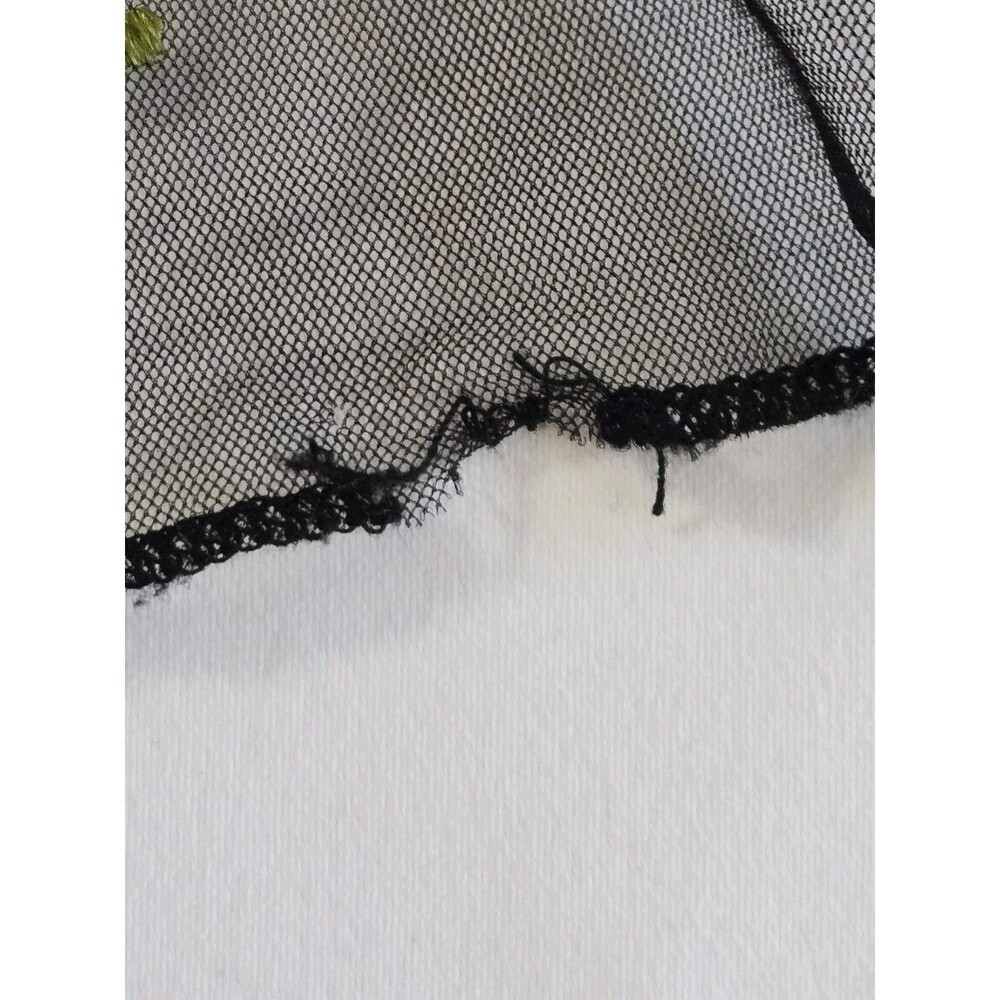 Ecote Black Floral Baby Doll Embroidered Top XS Boho Indie Layering Piece - Picture 10 of 11